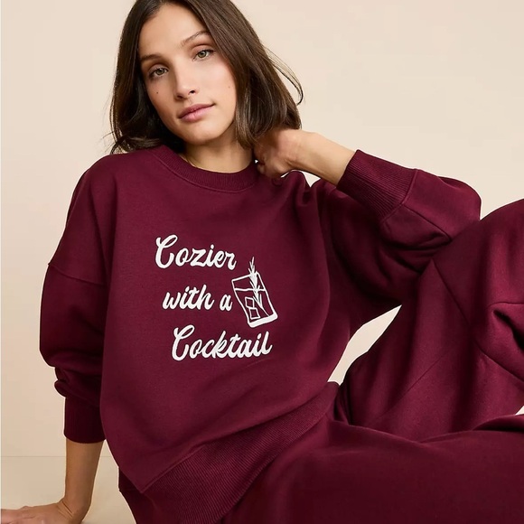 LOFT Tops - Lou & Grey Cocktail Elite Fleece Burgundy Sweatshirt